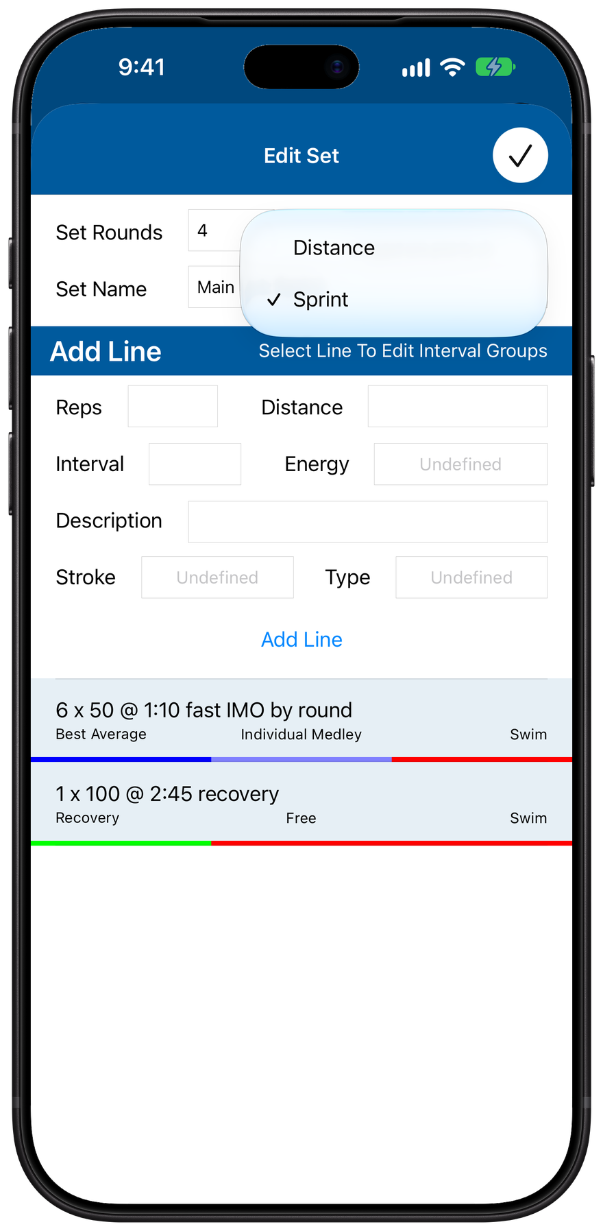 The subgroup checklist with Sprint checked and Distance unchecked